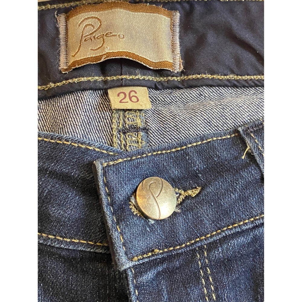 Paige Holly Petite Flare Jeans Dark Wash Blue Denim Size 26 Made in USA - Picture 5 of 16